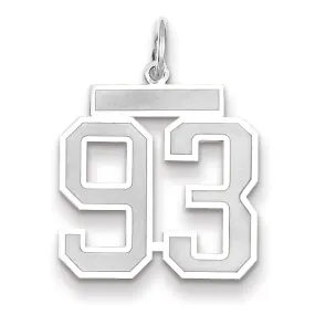 14k White Gold Satin Brush Finish Medium Size Number 93 Charm Pendant