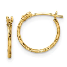 14K Yellow Gold Madi K Polished Twisted Hinged Hoop Earrings