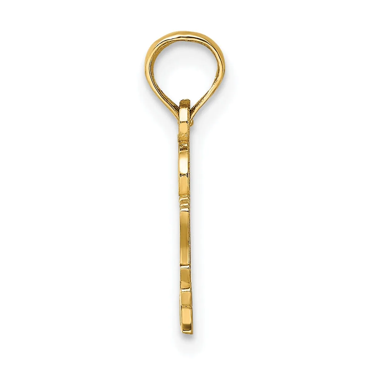 14K Yellow Gold Open Back Polished Finish I HEART MY DEPUTY Charm Pendant