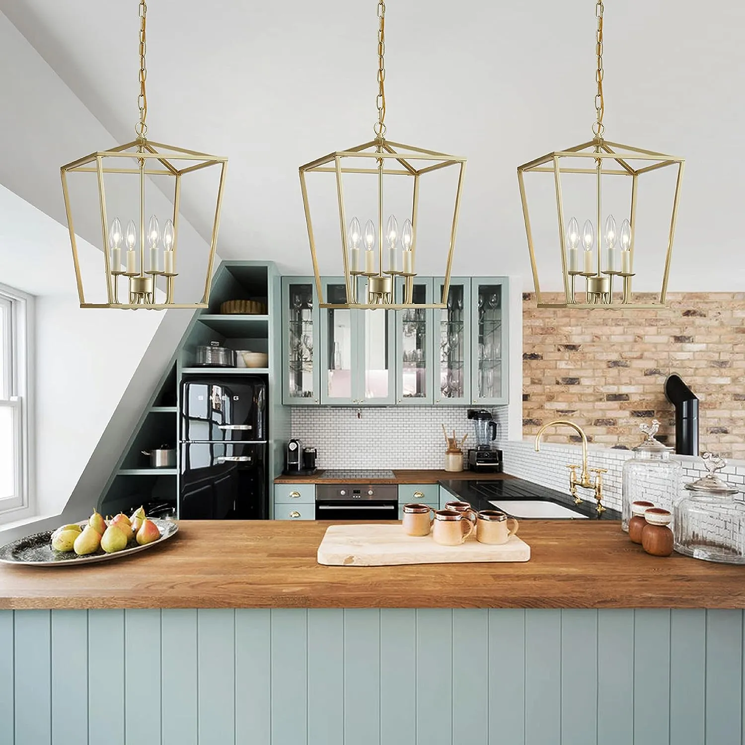 4-Bulb Iron Cage Chandelier