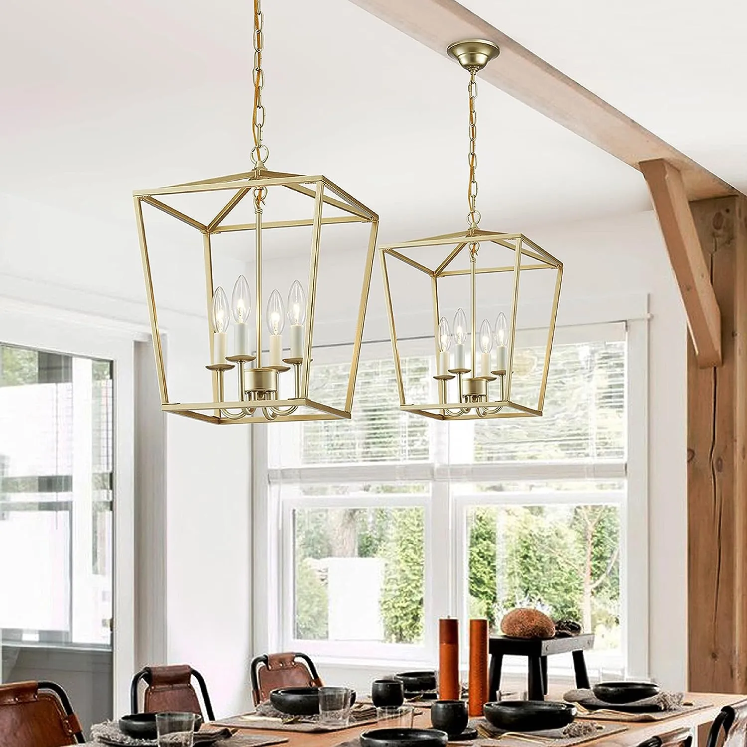 4-Bulb Iron Cage Chandelier