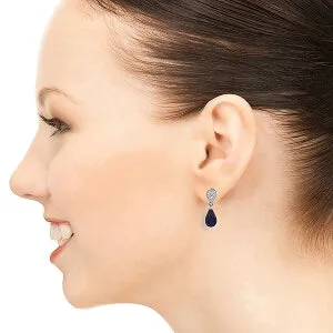6.63 Carat 14K Solid White Gold Earrings Diamond Sapphire