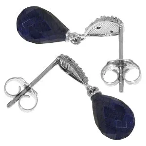 6.63 Carat 14K Solid White Gold Earrings Diamond Sapphire
