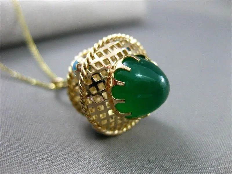 ANTIQUE LARGE 14KT ROSE GOLD UNIQUE LAMP PENDANT WITH JADE & TURQUOISE #22043