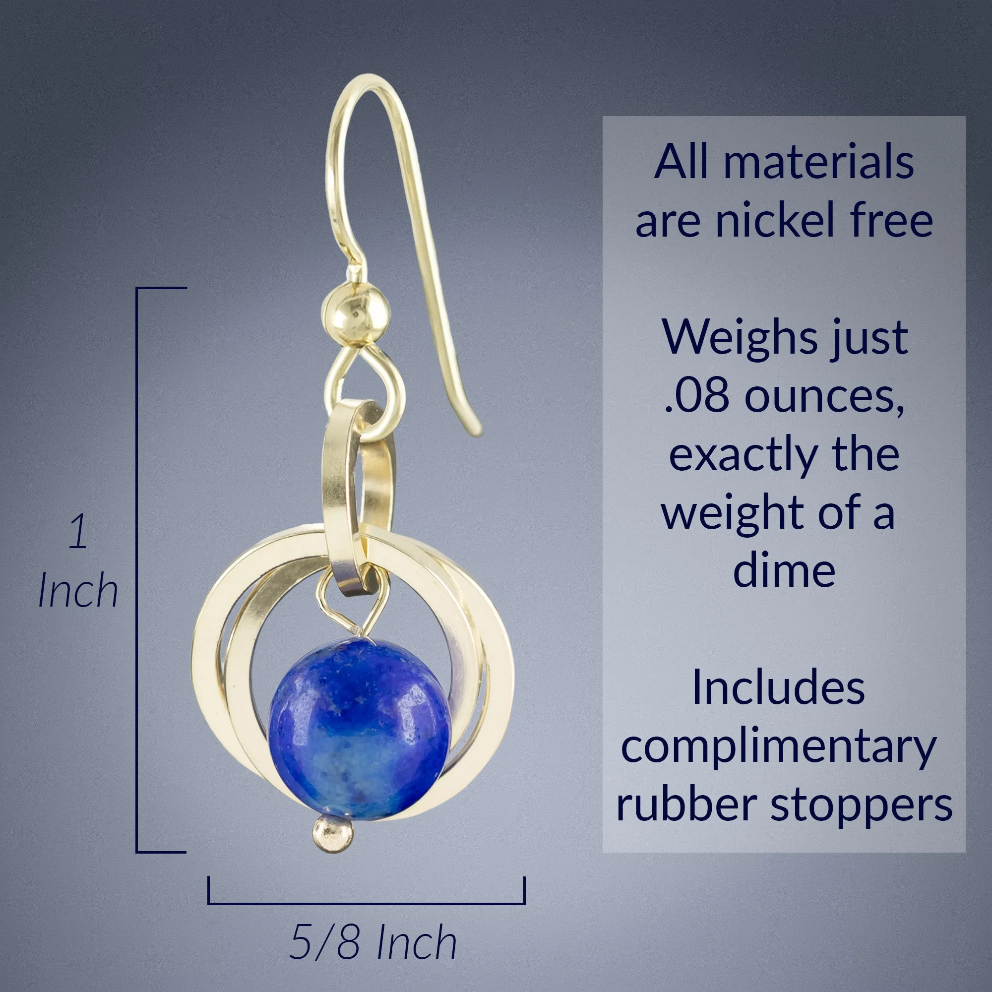 AS SEEN IN Disney's High School Musical - Royal Blue Lapis Lazuli Gemstone Handmade Earring and Pendant Gift Set