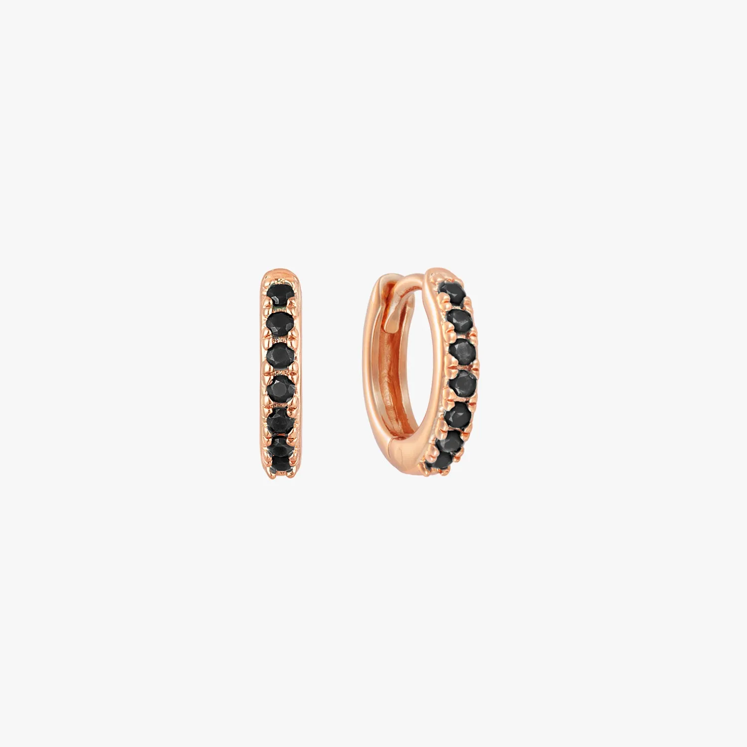 Black Pave Huggie Hoop Earrings