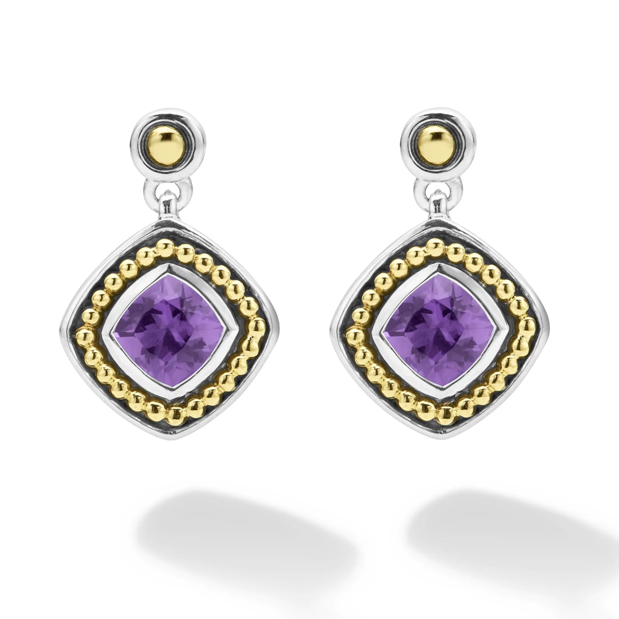 Caviar Color Amethyst Drop Earrings