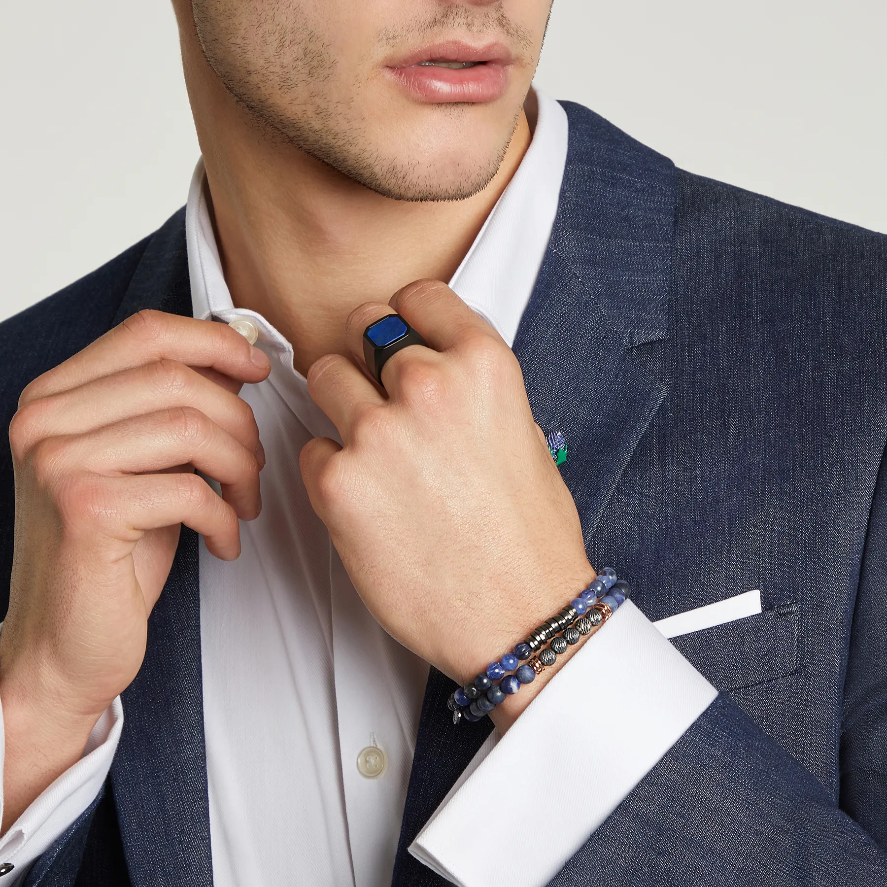 Ceramic Signet ring with lapis