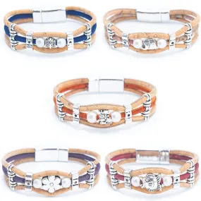 Cork jewelry cork bracelet for women colorful Cork handmade bracelet BR-411-MIX-5(NEW)