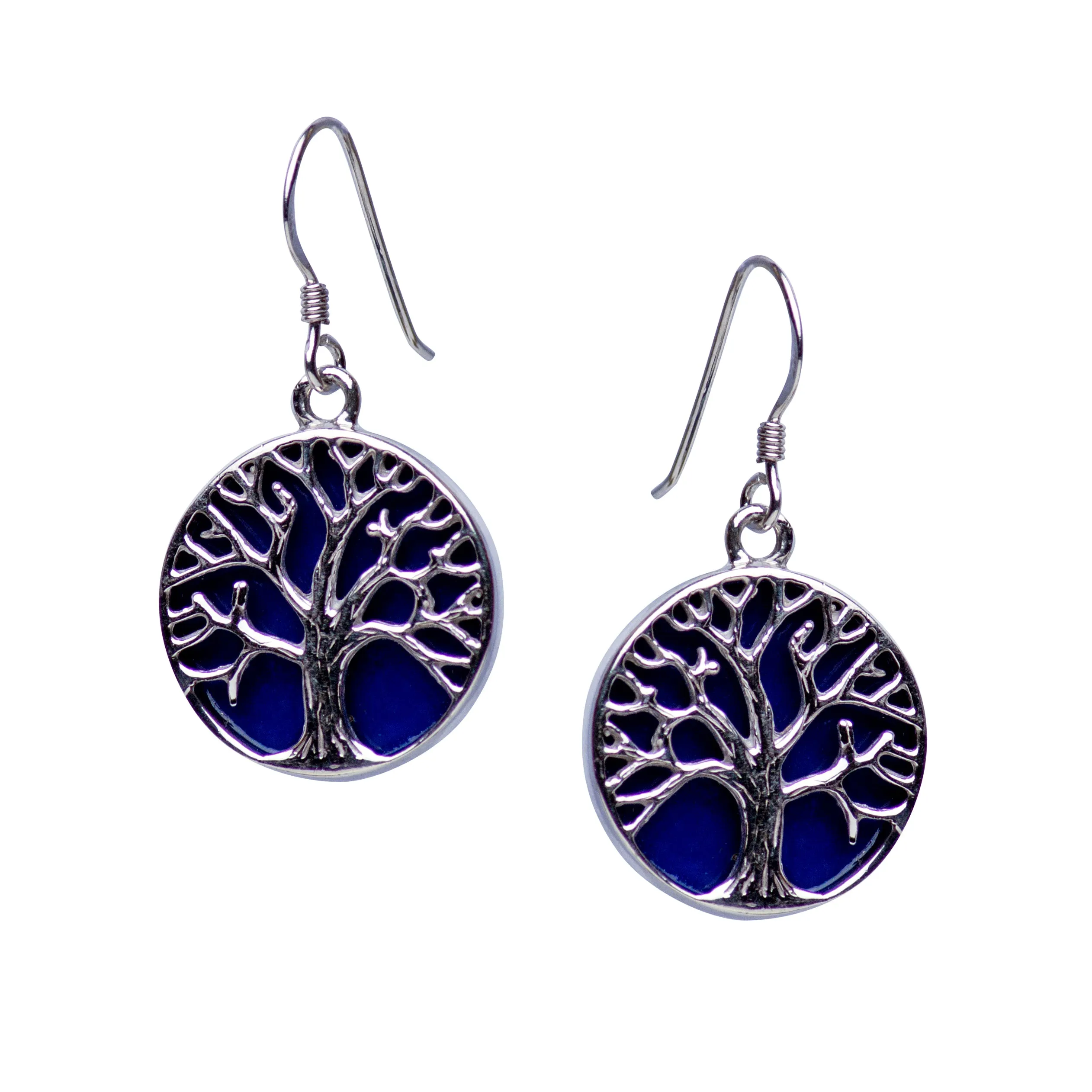 Created Lapis Tree of Life Earrings