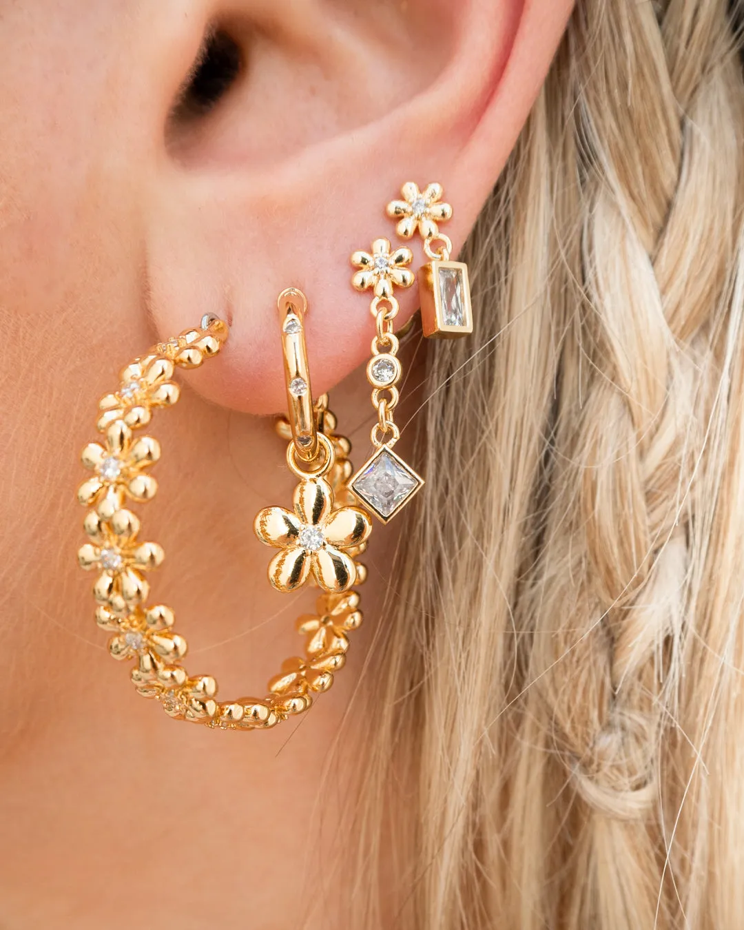 Daisy Chain Hoops- Gold