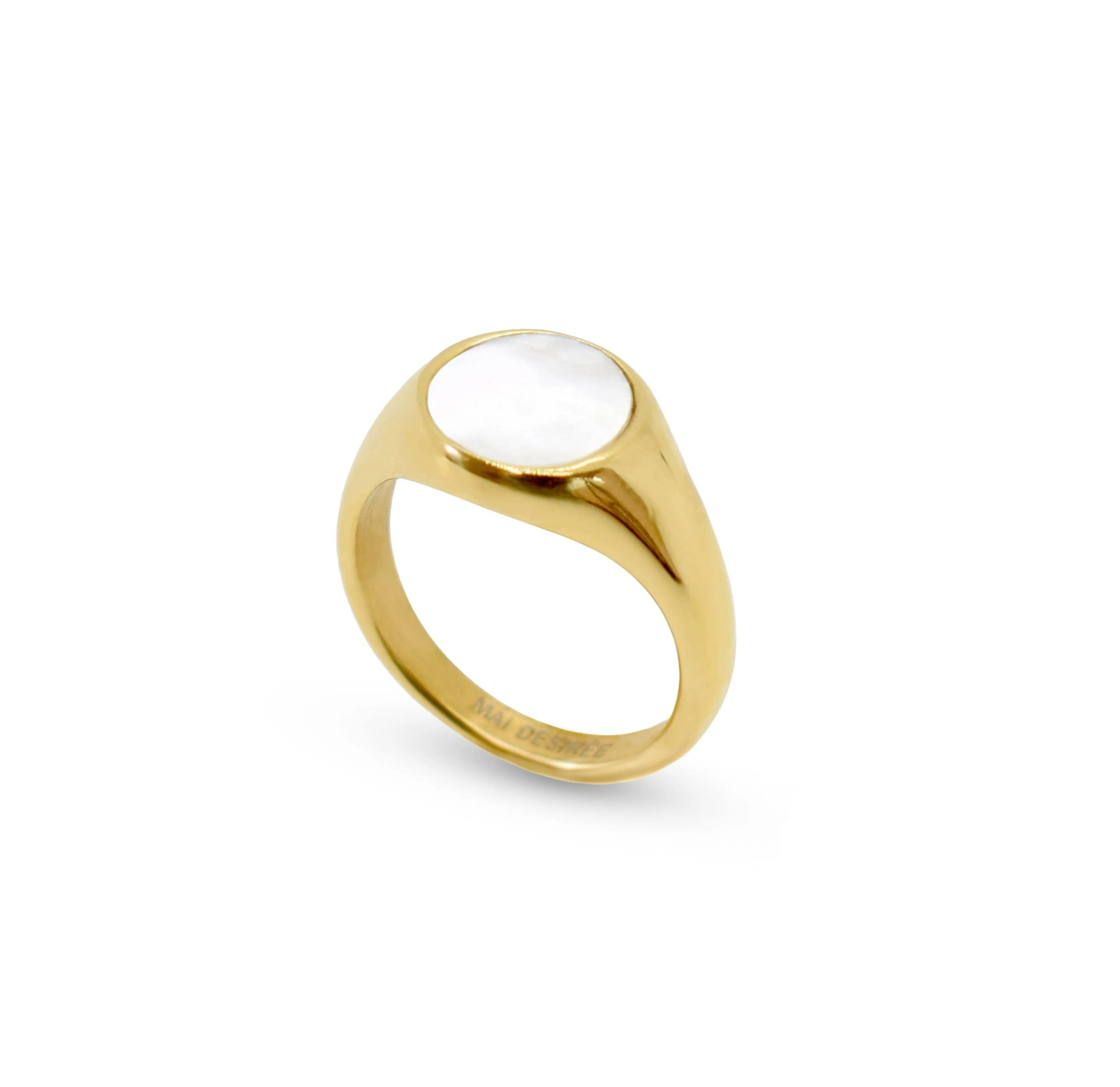 DEMI GOLD PEARL SIGNET RING