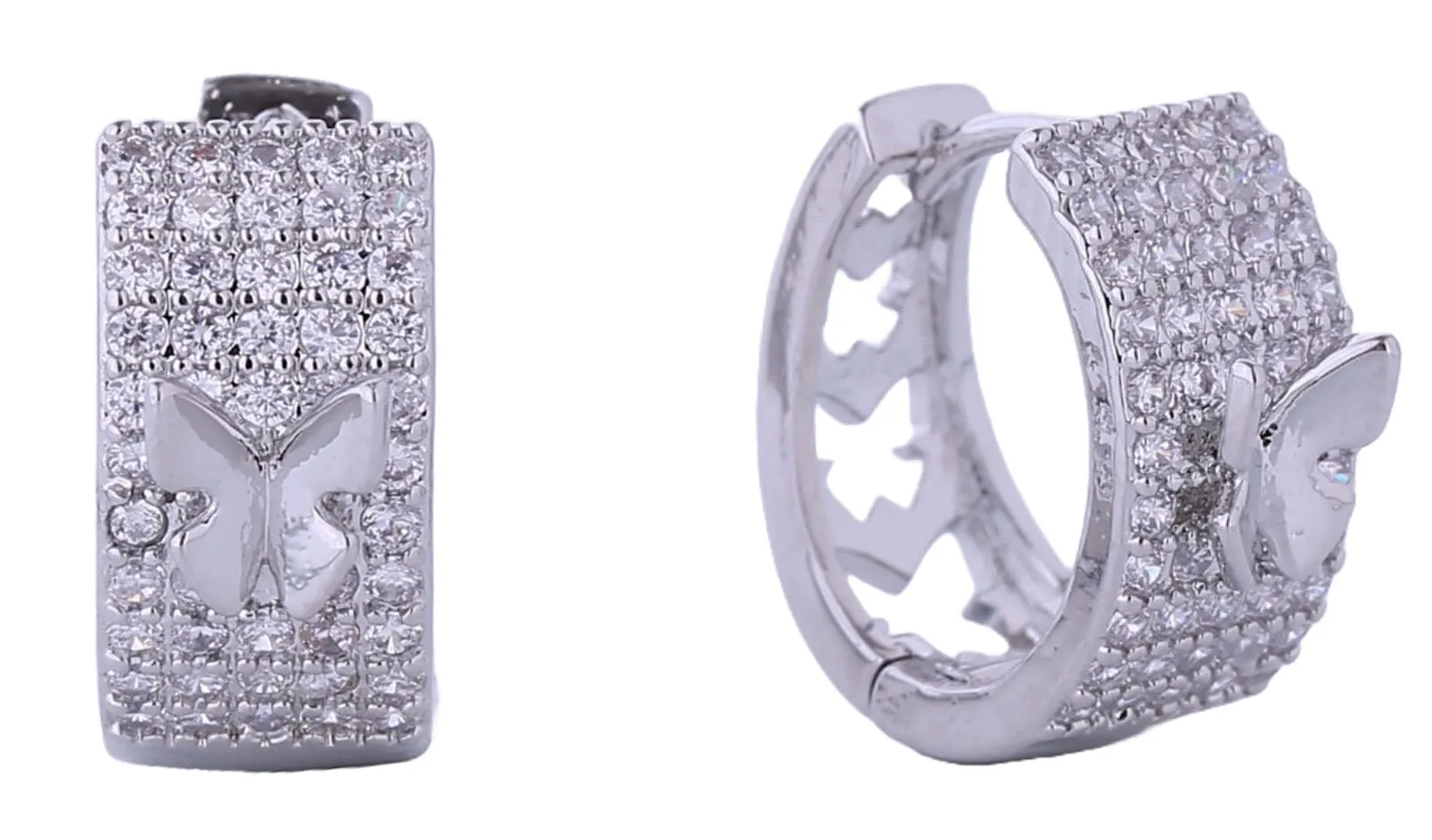 DJE310717 14K Artistic Butterfly Huggie Earrings