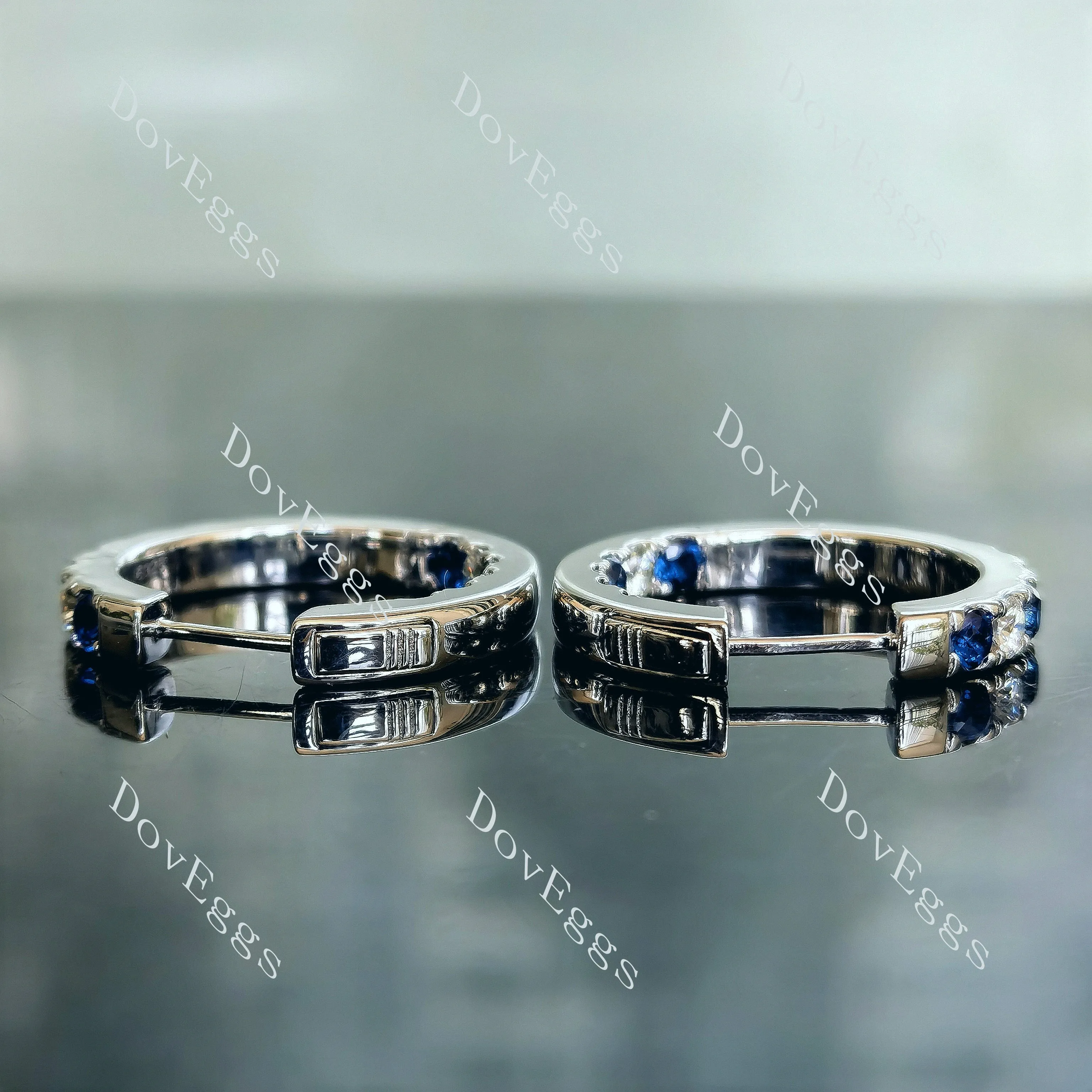 Doveggs round moissanite/lab grown diamond & colored gem earrings (around 22mm diameter)