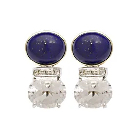 Earrings-Crystal, Lapis Lazuli and Diamond