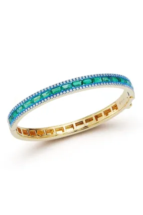 Emerald and Diamond Origami Bangle