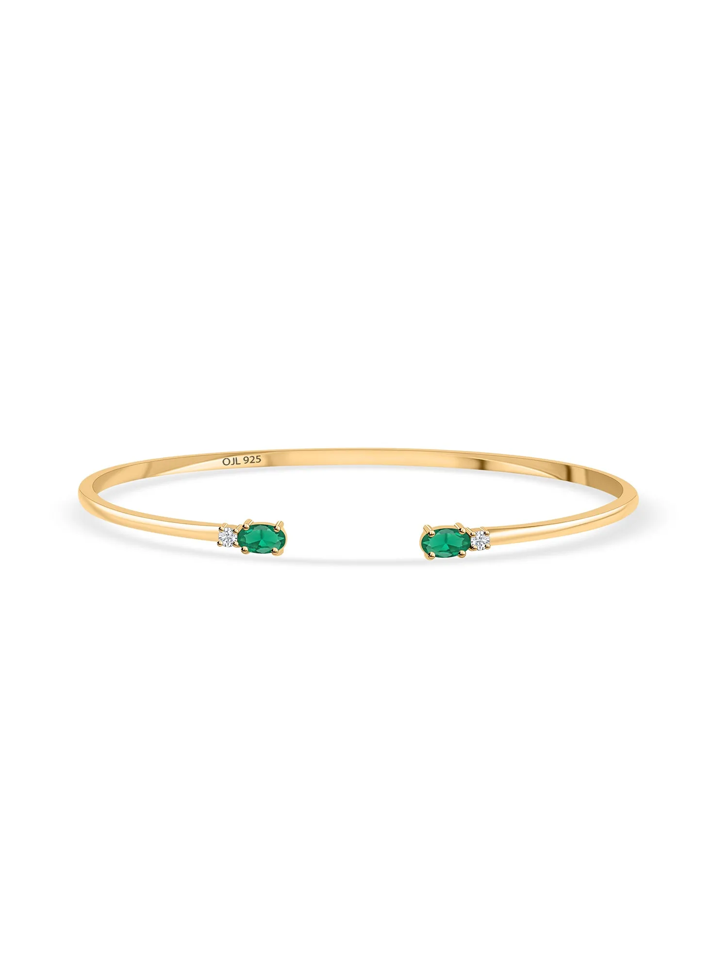 Emerald Gold Bangle For Women - Size 2.4