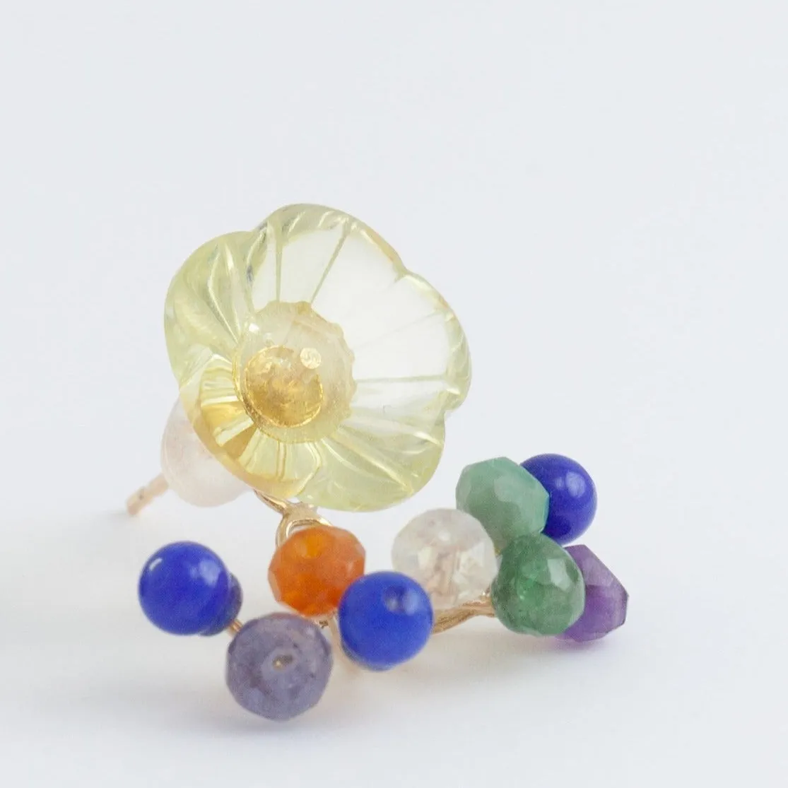 Fairy lemon quartz flower and mixed stone earrings