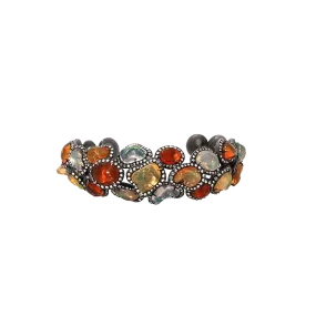 Fire Opal And Diamonds Bangle