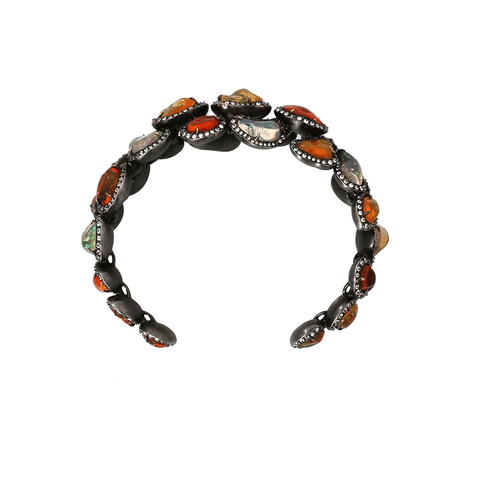 Fire Opal And Diamonds Bangle