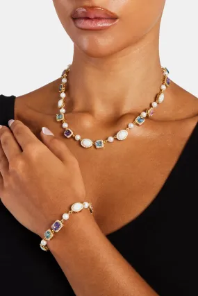 Freshwater Pearl & Opal Mixed Gemstone Chain & Bracelet