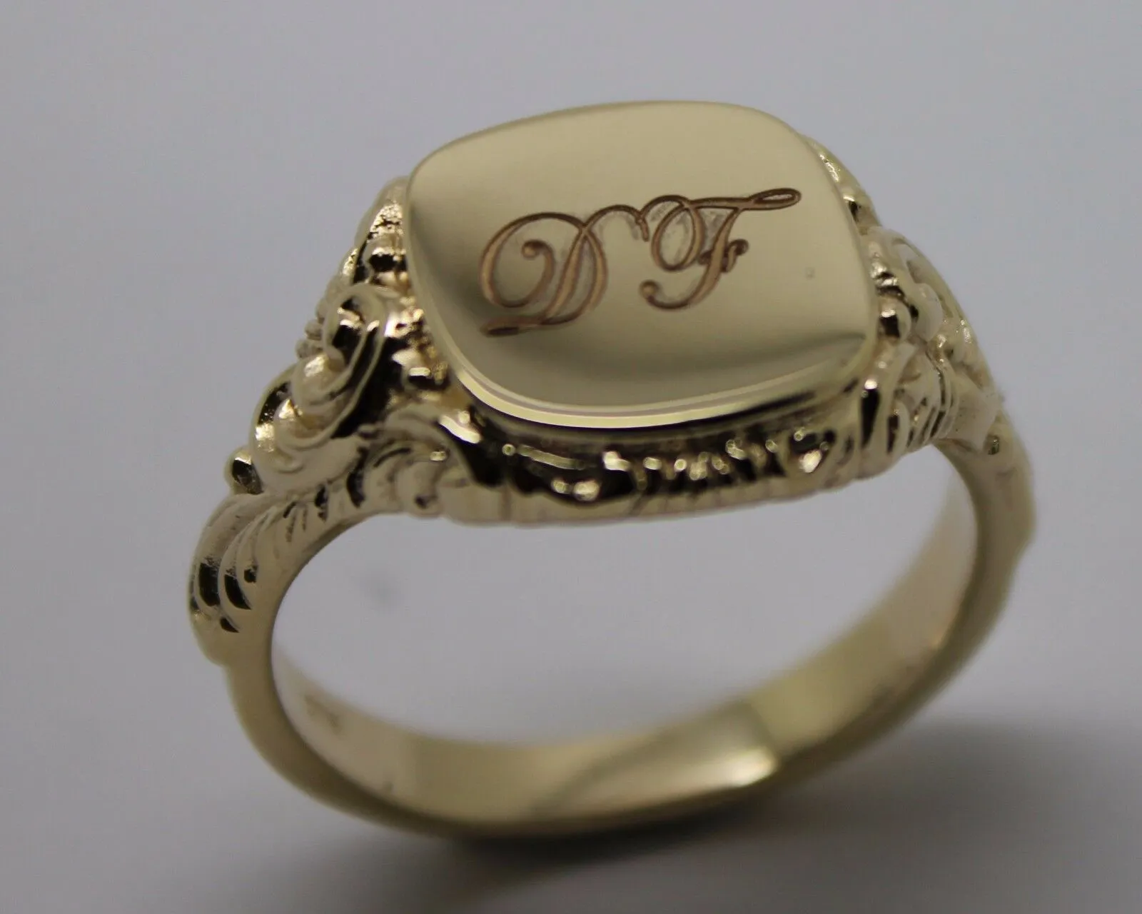 Genuine  New 9ct 9k Yellow, Rose or White Gold Square Engraved With Your Initials Signet Ring 335