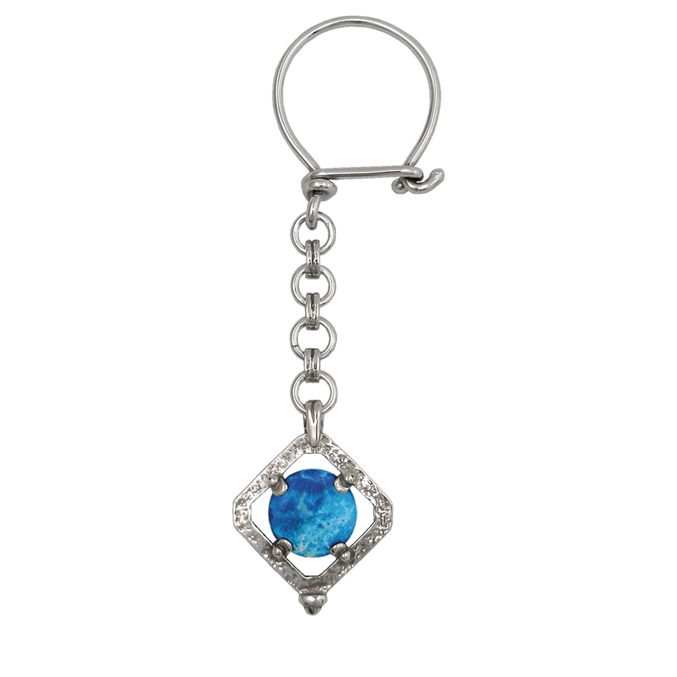 Greek Traditional Key ring in sterling silver with a lapis lazuli (MP-19)