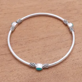 Harmony of Three Natural Turquoise Bangle Bracelet from Bali