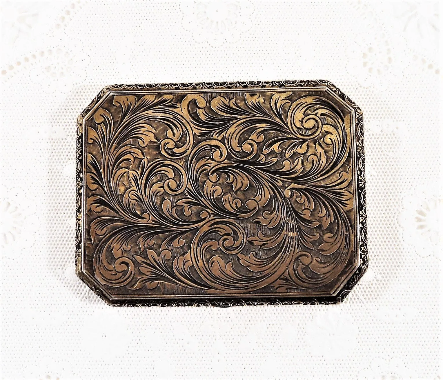 Italian Silver Hand-Painted Gilt and Enamel Compact