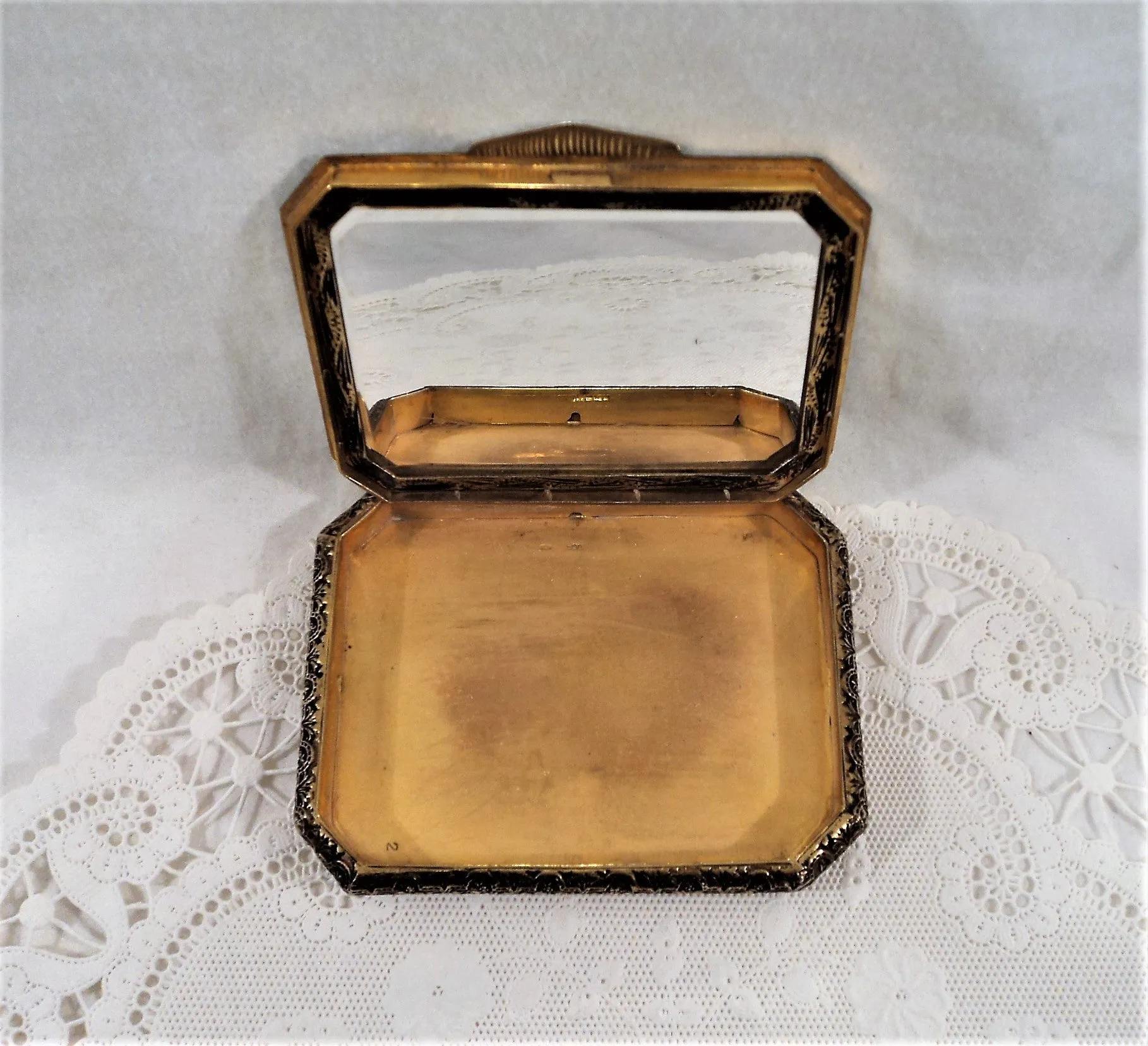 Italian Silver Hand-Painted Gilt and Enamel Compact