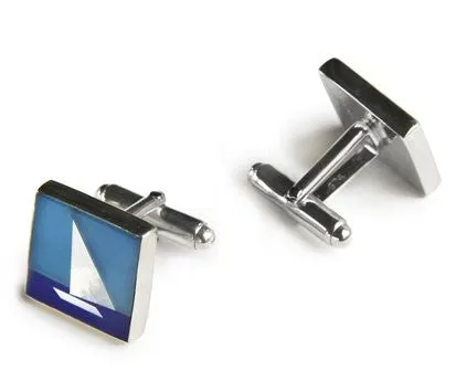 Lapis, Onyx & Mother of Pearl Sailboat Cufflinks