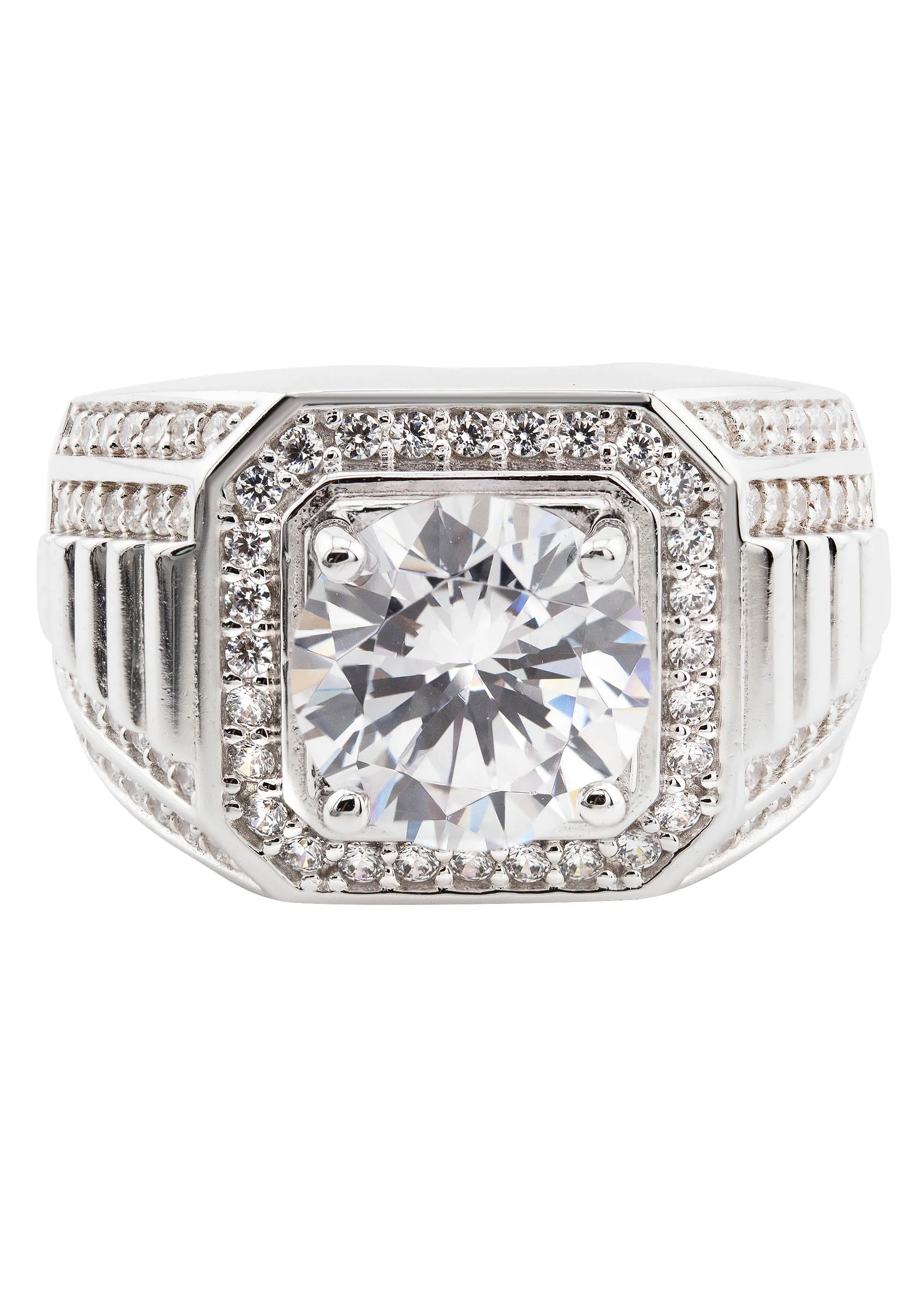 Mens Silver CZ Pinky Ring | Appx 10 Grams