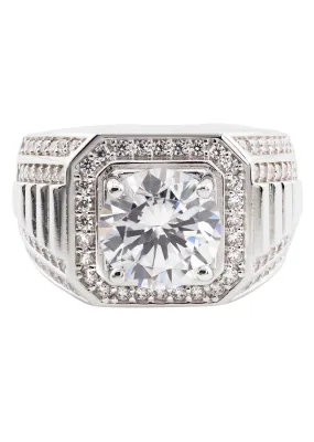 Mens Silver CZ Pinky Ring | Appx 10 Grams