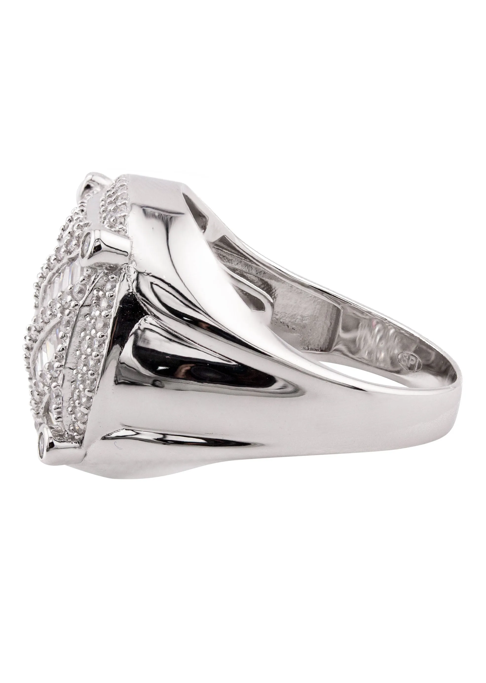Mens Silver CZ Pinky Ring | Appx 10.6 Grams