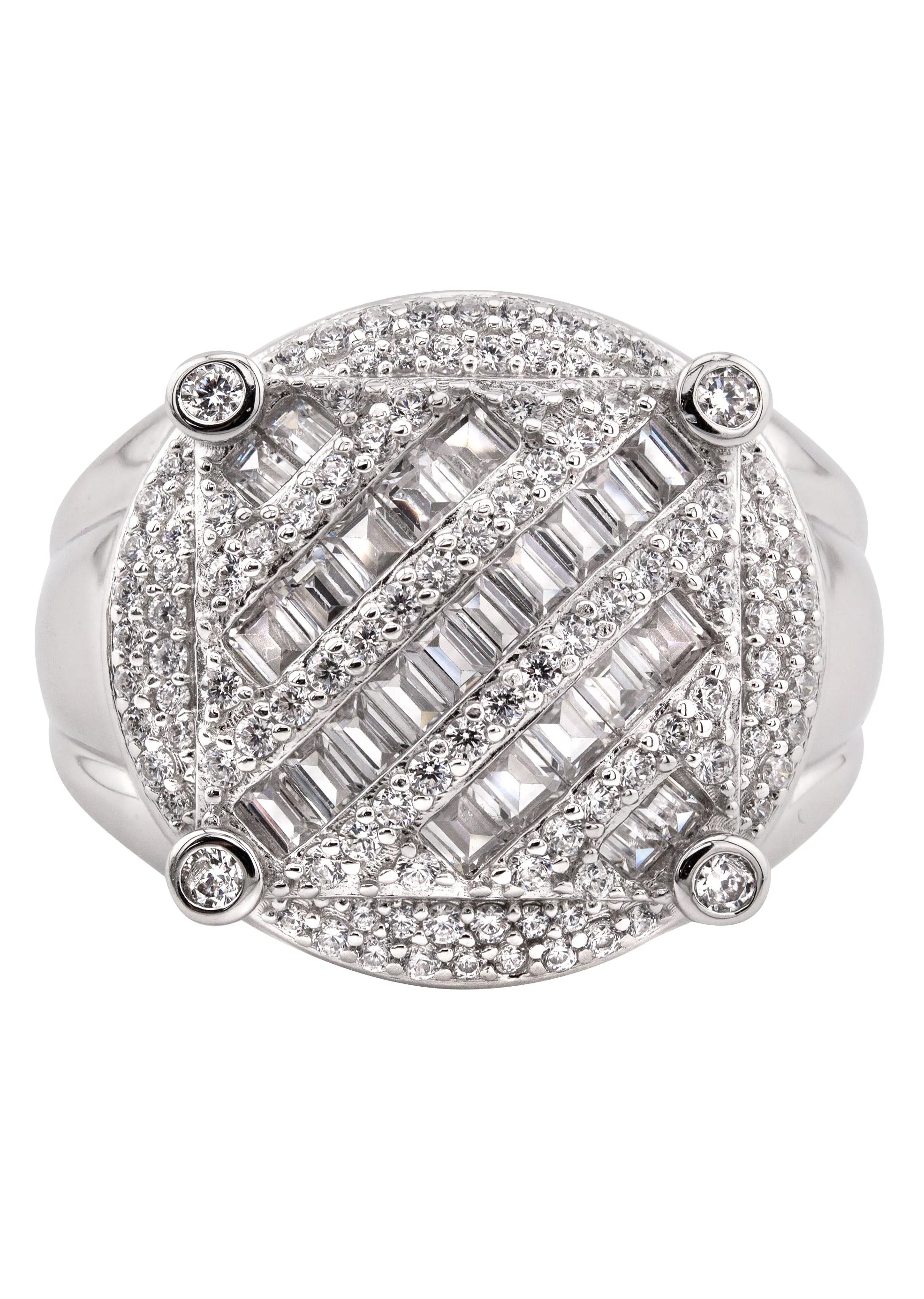 Mens Silver CZ Pinky Ring | Appx 10.6 Grams