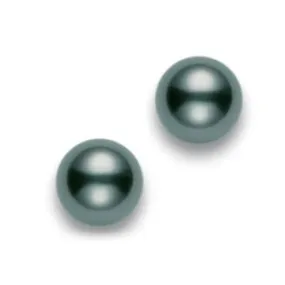 Mikimoto 18K White Gold 9mm Cultured Black South Sea Pearl Stud Earrings