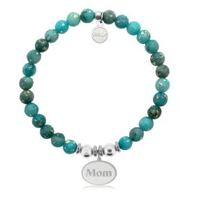 Mom Charm with Blue Opal Jade Charity Bracelet
