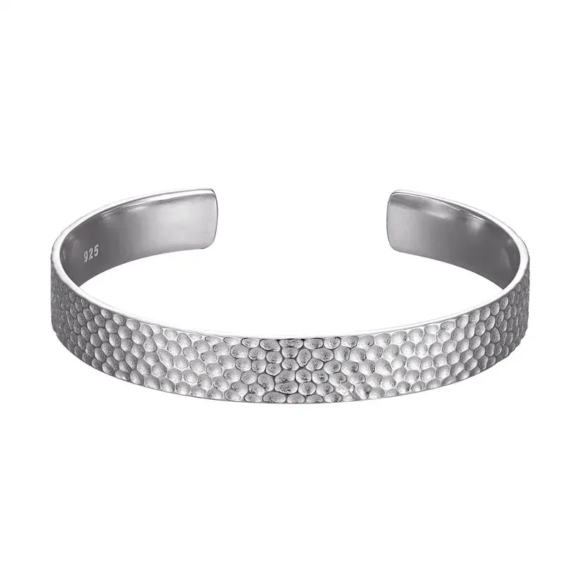 New Arrival Vintage Silver Color Fish Pattern Open Bracelet Bangle Hand Beat Irregular Bracelet For Women Men Jewelry