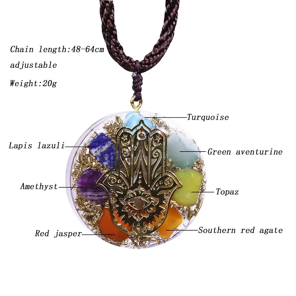 Orgonite Pendant  7 Chakra Necklace Reiki Energy Pendant Yoga Meditation Jewelry Resin Necklace
