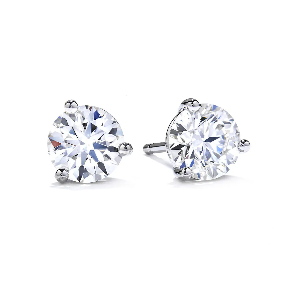 Platinum Three-Prong Stud Earrings