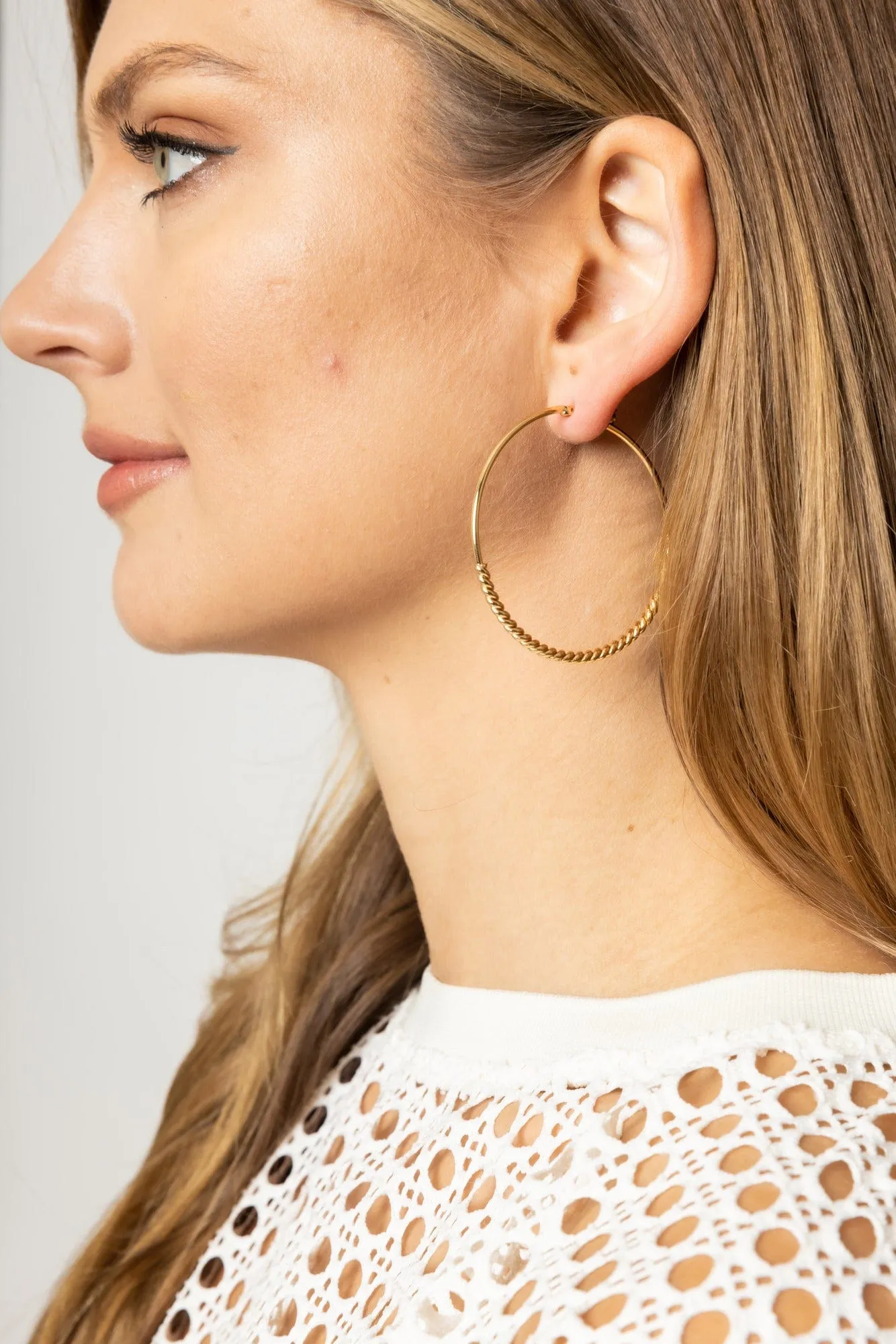 SJE310339 14K Dipped Pin Catch Hoop Earrings