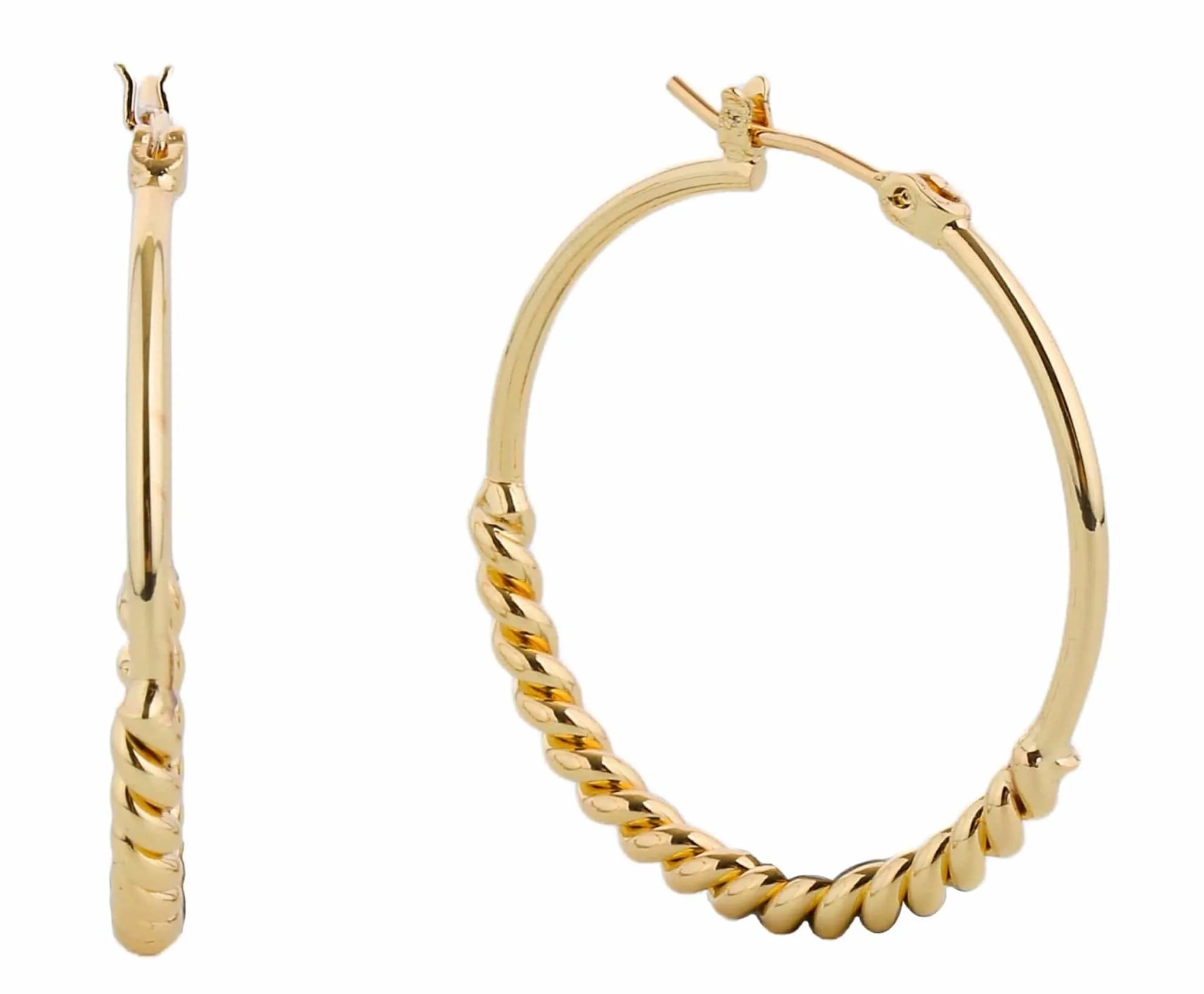 SJE310339 14K Dipped Pin Catch Hoop Earrings