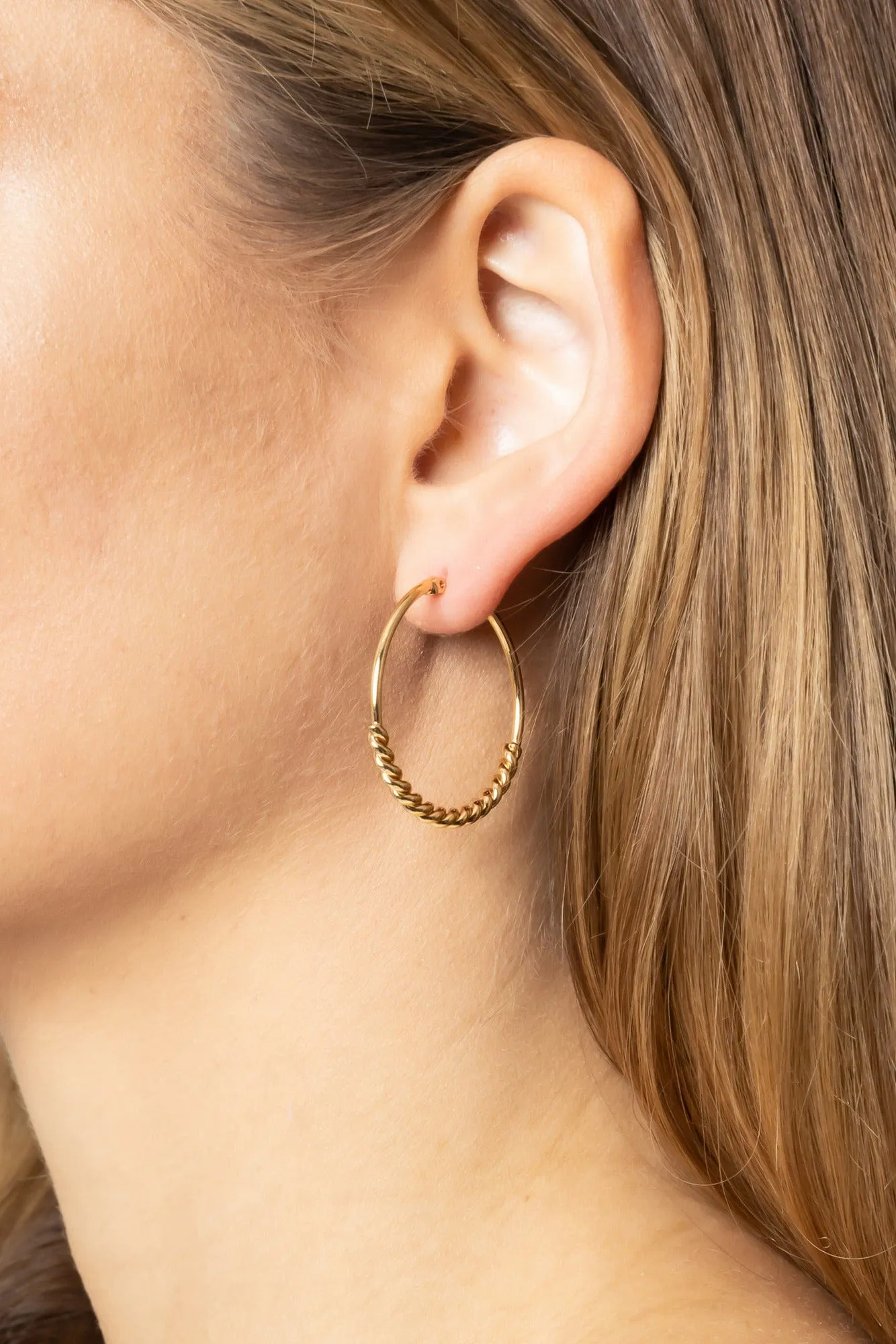 SJE310339 14K Dipped Pin Catch Hoop Earrings