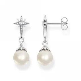 Sterling Silver Freshwater Pearl Zirconia Star Earrings H2118-167-14