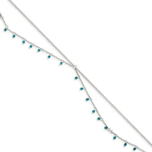Sterling Silver Turquoise Double Chain Anklet Bracelet