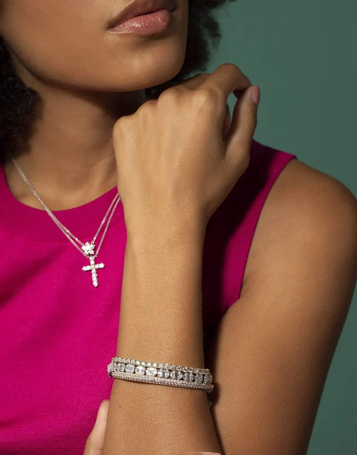 Sunburst Emerald Cut Diamond Bracelet