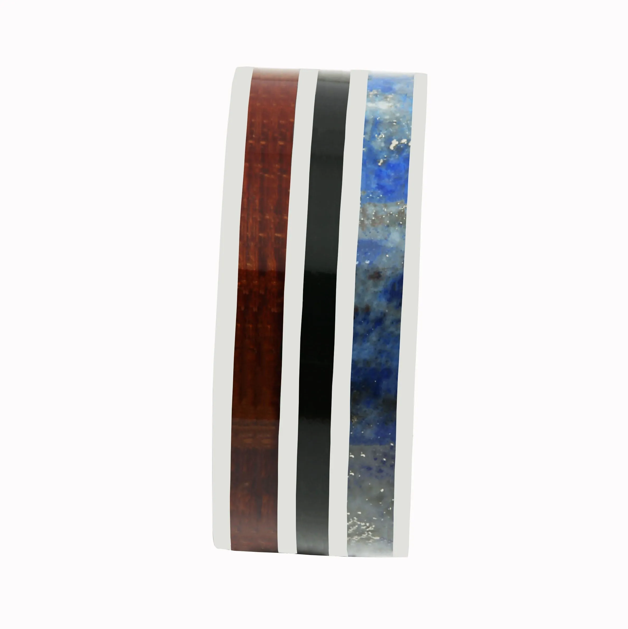 Tantalum with Lapis Lazuli and Koa Wood Wedding Ring Flat 10mm