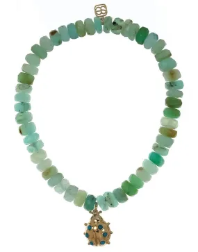 Turquoise Ladybug Charm Opal Bead Bracelet