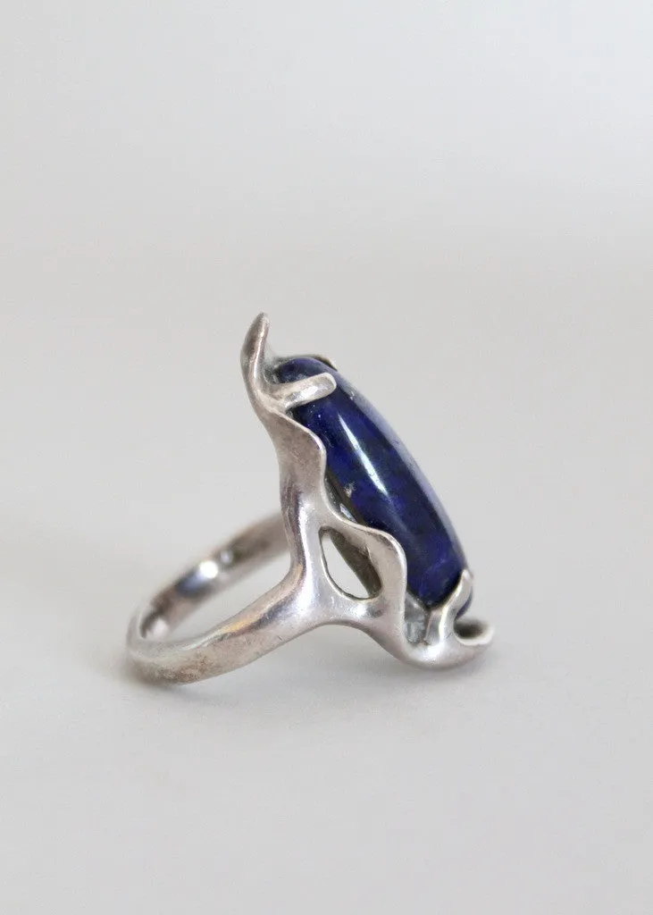 Vintage Restless Waves Silver and Lapis Ring