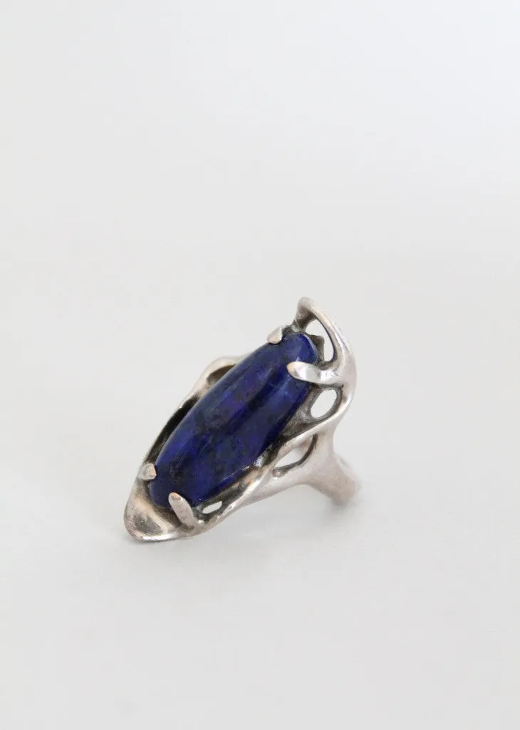 Vintage Restless Waves Silver and Lapis Ring